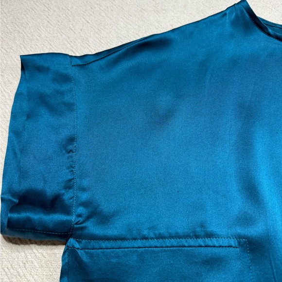 Inclan Studio 100% Silk Teal Blue Tunic‎ Top M - Picture 3 of 9